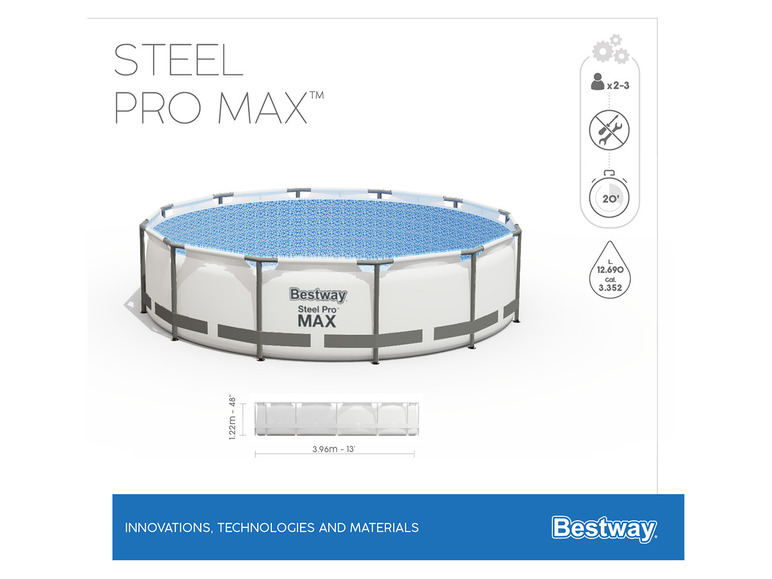 Aller en mode plein écran Bestway Kit complet »Steel Pro Max« Framepool, Ø 396 x 122 cm - Photo 16