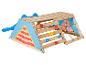 Triangle d'escalade en bois pour enfants avec toboggan, mur d'escalade et échelle de corde