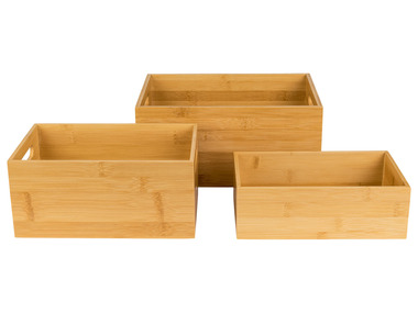 LIVARNO home Boîtes de rangement en bambou, set de 3