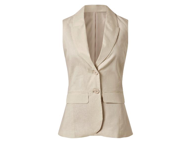 Beige damesvest met twee knopen.