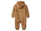 Bruine pluizige baby romper met capuchon en berenoren