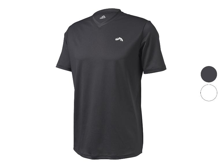 Donkergrijs sport T-shirt met korte mouwen voor heren, met V-hals.