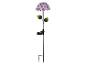 Paarse hortensia bloemvormige solarlamp met groene bladeren.