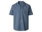 Chemise homme bleue à manches courtes avec col cubain et texture gaufrée
