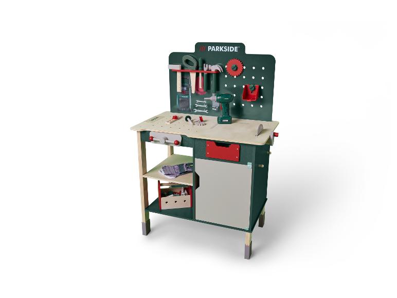 Établi de jeu Parkside avec outils et accessoires.