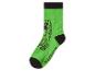 Chaussette verte avec un motif de personnage pixelisé noir et des accents noirs au talon/orteil.