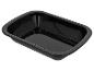 Plat de cuisson rectangulaire émaillé noir aux bords arrondis.