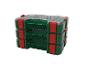 Organisateur d'outils modulaire Parkside vert et rouge avec compartiments transparents.
