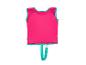 Gilet de natation enfant rose et turquoise avec sangle d'entrejambe.