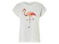 Wit t-shirt met korte mouwen en flamingo print.