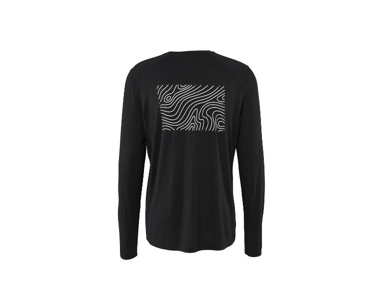 Zwart shirt met lange mouwen en een wit contourpatroon op de rug.