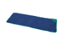 Blauwe oefenmat met turquoise rand en details.