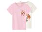 Twee meisjes T-shirts met korte mouwen, roze en crème, met Paw Patrol Skye-opdruk.