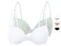 Twee witte en groene bh's.