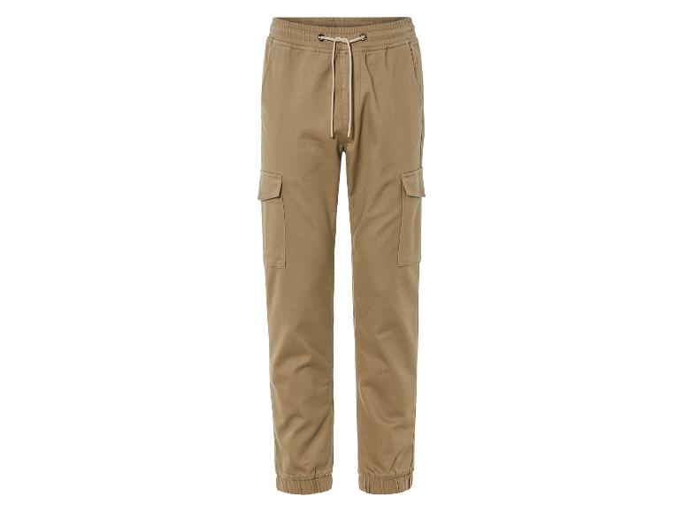 Beige cargo broek met elastiek in de taille.