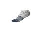 Chaussette courte rayée bleue, grise et blanche.