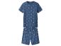 Pyjama homme bleu avec imprimé bateaux, t-shirt à manches courtes et short.