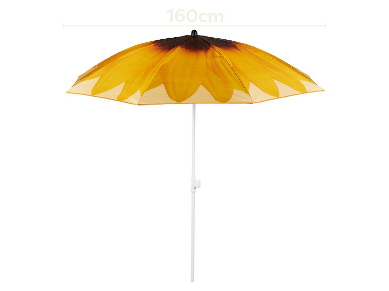 Parasol de plage motif tournesol, 160 cm de large.
