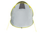 Een grijze en gele pop-up tent.