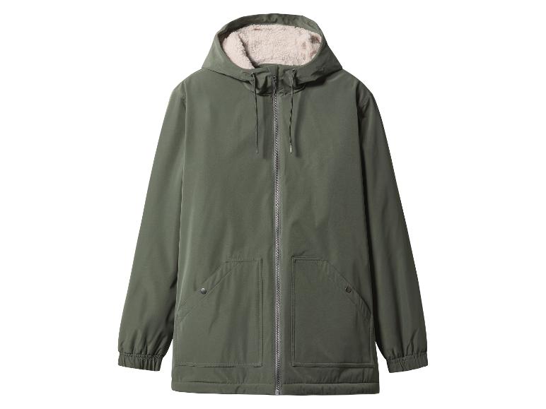 Groene parka met capuchon en teddy voering