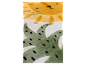 Tissu enfantin avec lion et feuilles stylisées.