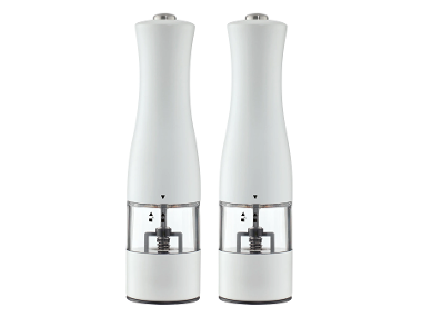 SILVERCREST® Moulins à sel et à poivre électriques, 2 pièces, blanc