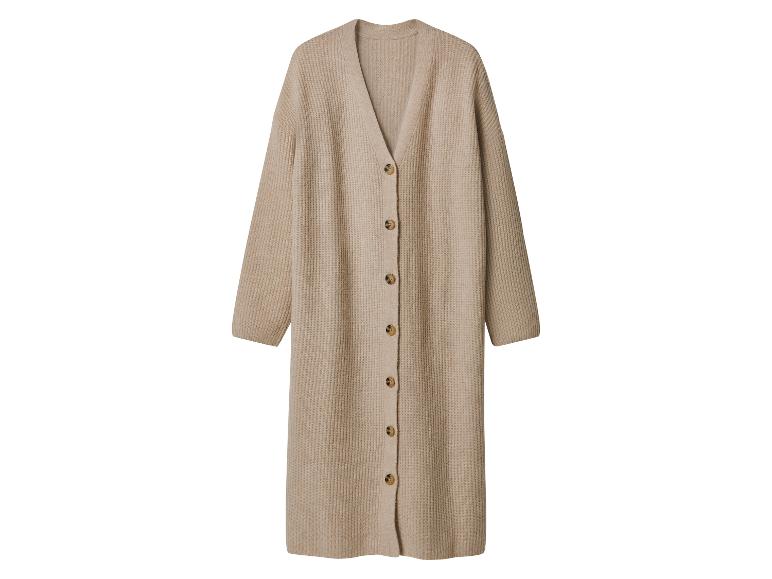 Lang beige gebreid vest met knopen