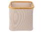 Beige wasmand van stof met bamboe rand.