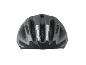 Casque de vélo gris avec des bandes réfléchissantes, vue de dos.