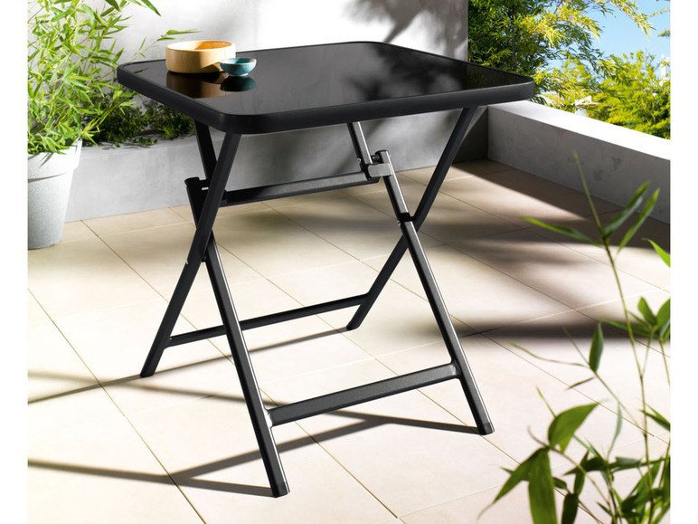 Ga naar volledige schermweergave: Aluminium tuinset zwart/antraciet met klaptafel en 2 relaxstoelen LIVARNO home - afbeelding 3