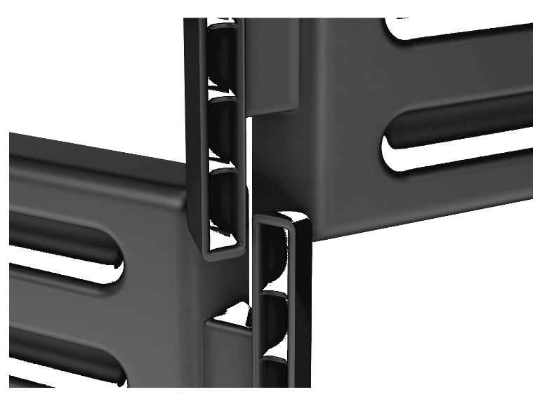 Système de fixation modulaire pour bacs de rangement.