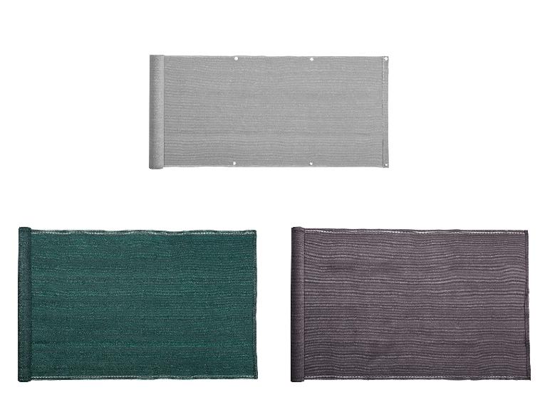 Grijze, groene en bruine balkon- of schuttingdoeken.