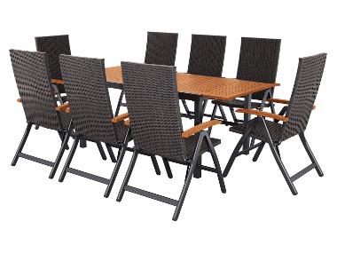 LIVARNO® Ensemble de jardin »Valencia«: Table de jardin extensible avec 8 fauteuils pliants