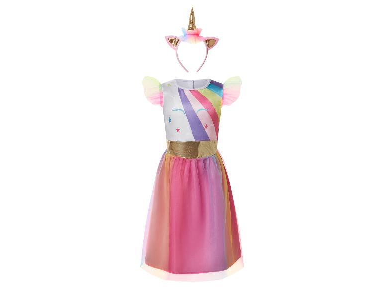 Robe licorne arc-en-ciel avec serre-tête assorti pour enfants.