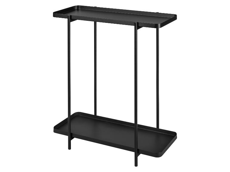 Zwarte tweelaagse bijzettafel met rechthoekige planken en slanke poten