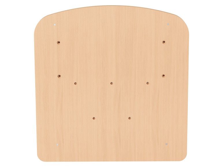 Houten achterwand met gaten voor bevestiging.