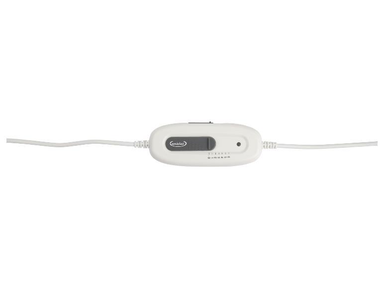 Witte sensiplast warmtekussencontroller met grijze schuifregelaar en cijfers 0-6.