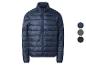 Lichtgewicht pufferjack voor heren in marineblauw, olijfgroen en zwart.