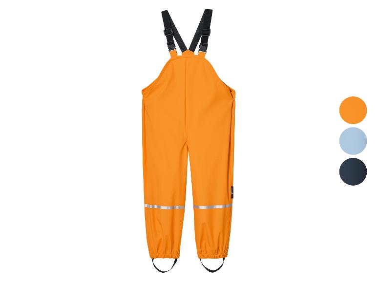 Oranje regenbroek met bretels voor kinderen.