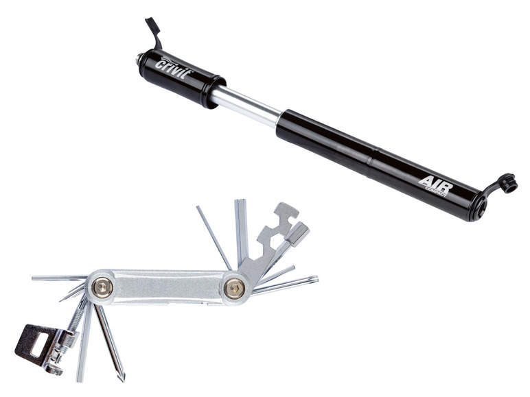 Aller en mode plein écran CRIVIT Mini-pompe à vélo ou outil multifonction pour vélo - Photo 1