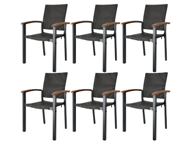 LIVARNO® Set de 6 chaises empilables en résine tressée »Valencia«