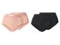 Twee paar dames high-waist slips, één perzikkleurig met kant en één zwart.