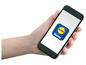 Une main tenant un smartphone avec l'application Lidl Home ouverte.