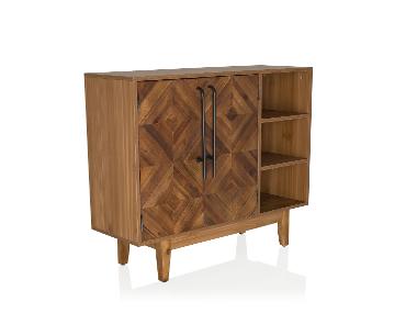 Commode SANTJAGO WOOD L 95x32x79,5 cm 2 portes 3 compartiments sapin massif Brun hjh LIVING