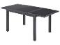 Table de jardin extensible avec plateau gris foncé et cadre métallique.