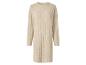 Beige geribbelde trui-jurk met lange mouwen.