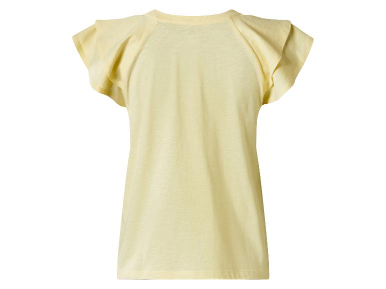 T-shirt femme jaune à manches volantées, vue de dos