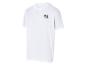T-shirt blanc pour homme avec un petit logo noir sur la poitrine gauche