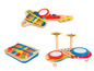 Houten speelgoed xylofoon, drumset en andere muziekinstrumenten.