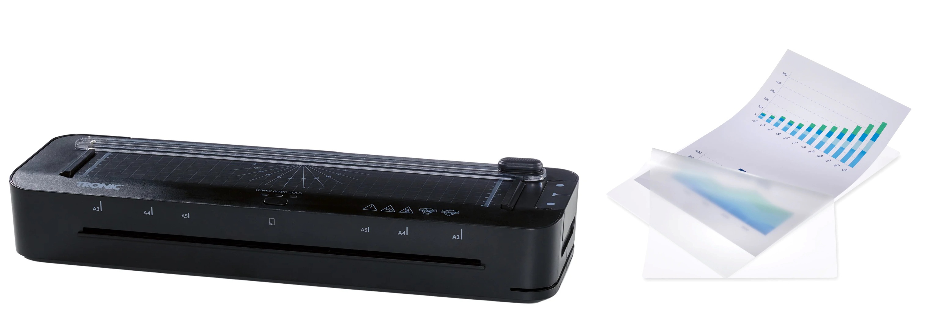 Lamineermachine met A4-lamineerhoezen TRONIC®